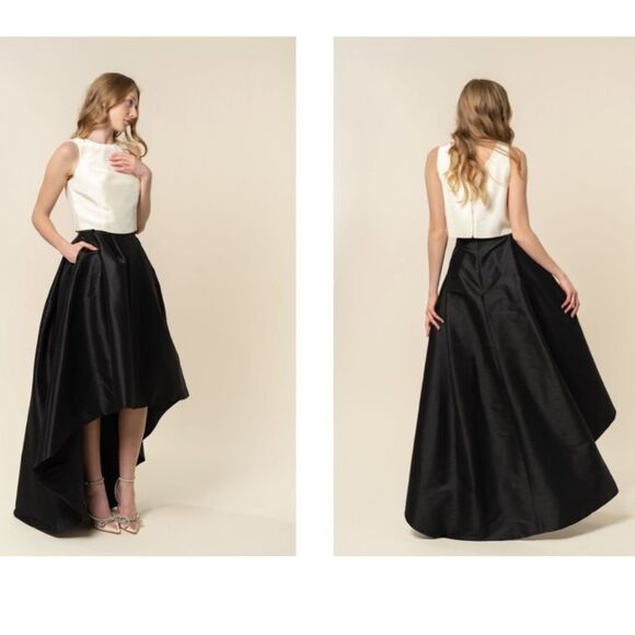 Sophisticated Black High-Low Wedding Dress - Picture 3 of 15